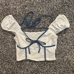 SHEIN White and Blue Crop Top